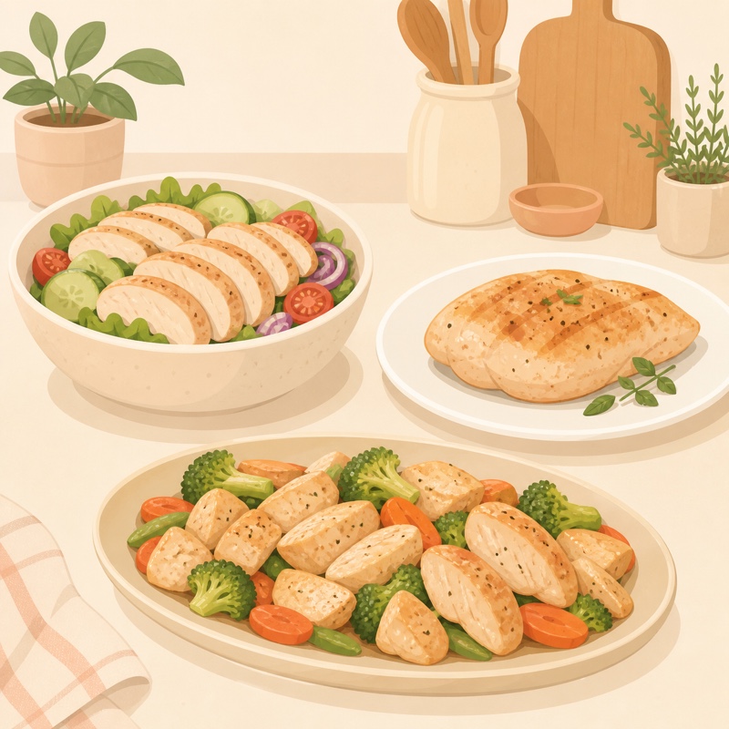 サラダ・グリル・温野菜と並ぶ、食材としての chicken
